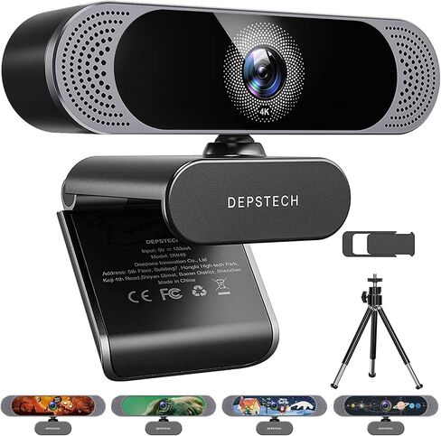 DEPSTECH 4K Webcam, DW49 HD 8MP Equipped with Sony Sensor Autofocus Webcam with Microphone, Privacy Cover, Plug Play USB Computer Web Camera for Pro Streaming/Online Teaching/Video Calling/Zoom/Skype | Privacy Cover, Plug Play USB Computer Web Camera for  in Saudi Arabia