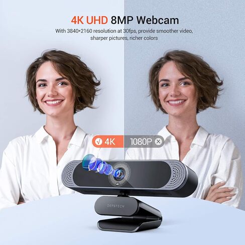 DEPSTECH 4K Webcam, DW49 HD 8MP Equipped with Sony Sensor Autofocus Webcam with Microphone, Privacy Cover, Plug Play USB Computer Web Camera for Pro Streaming/Online Teaching/Video Calling/Zoom/Skype | Privacy Cover, Plug Play USB Computer Web Camera for  in Saudi Arabia