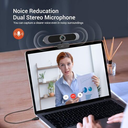 DEPSTECH 4K Webcam, DW49 HD 8MP Equipped with Sony Sensor Autofocus Webcam with Microphone, Privacy Cover, Plug Play USB Computer Web Camera for Pro Streaming/Online Teaching/Video Calling/Zoom/Skype | Privacy Cover, Plug Play USB Computer Web Camera for  in Saudi Arabia