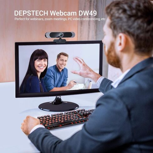 DEPSTECH 4K Webcam, DW49 HD 8MP Equipped with Sony Sensor Autofocus Webcam with Microphone, Privacy Cover, Plug Play USB Computer Web Camera for Pro Streaming/Online Teaching/Video Calling/Zoom/Skype | Privacy Cover, Plug Play USB Computer Web Camera for  in Saudi Arabia