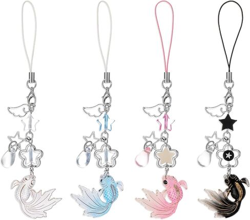 4Pcs Cute Phone Charm Mobile Koi Star Pendant Decor Detachable Anti Theft Strap Decorative Charms for Camera Bag Cellular Telephones Case Suitable for Keychain Backpack Wallet Decoration Women in Saudi Arabia