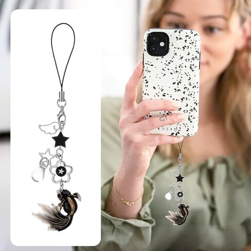 4Pcs Cute Phone Charm Mobile Koi Star Pendant Decor Detachable Anti Theft Strap Decorative Charms for Camera Bag Cellular Telephones Case Suitable for Keychain Backpack Wallet Decoration Women in Saudi Arabia