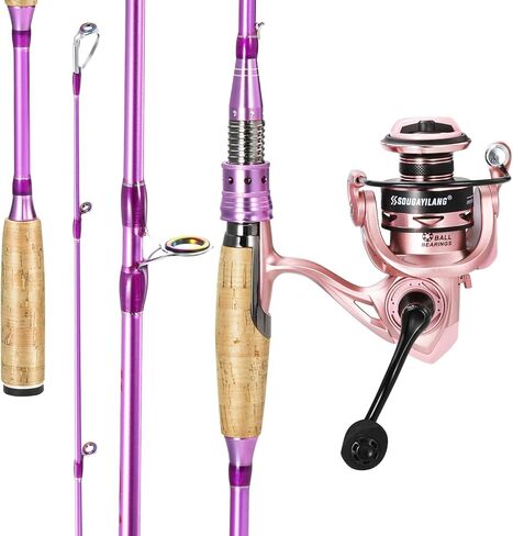 Sougayilang Colorful Spinning Rod and Reel Combo - 2-Piece Graphite Fishing Pole with Smooth Reel for Freshwater & Saltwater Great Gifts in Saudi Arabia