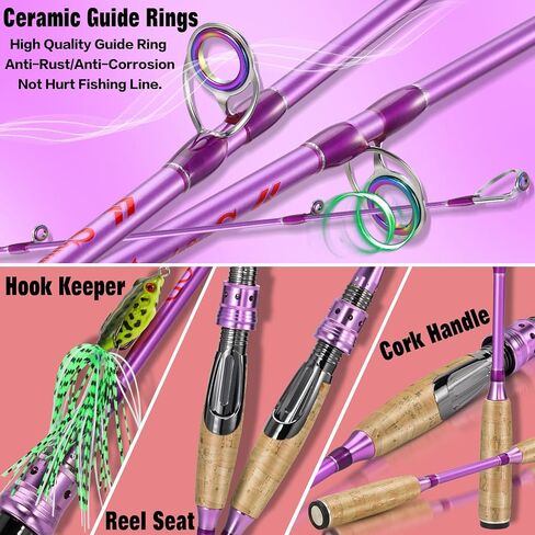 Sougayilang Colorful Spinning Rod and Reel Combo - 2-Piece Graphite Fishing Pole with Smooth Reel for Freshwater & Saltwater Great Gifts in Saudi Arabia