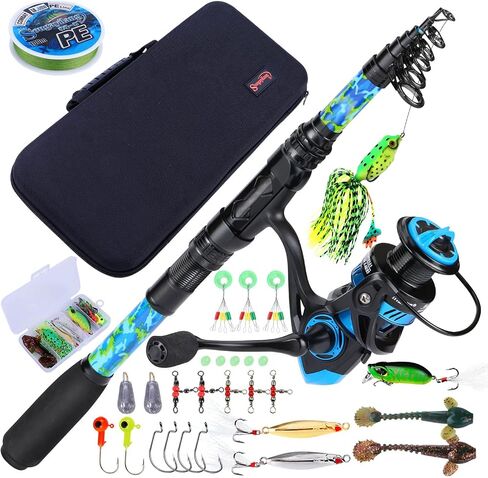 Sougayilang Telescopic Fishing Rod and Reel Combo – Full Kit with Carrier Bag, 11+1 Bearings Spinning Reel, Carbon Fiber Travel Pole for Bass, Trout, Catfish, Redfish – Saltwater Freshwater in Saudi Arabia