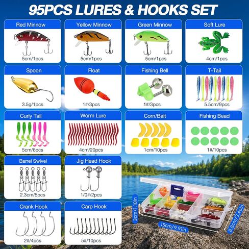 Fishing Pole Kit, 3PCS Telescopic Fishing Rod and Reel Combo with Spinning Reel, Line, Bionic Bait, Hooks and Carrier Bag for Saltwater and Freshwater Fishing, Gifts for Men Beginner Junior Anglers in Saudi Arabia