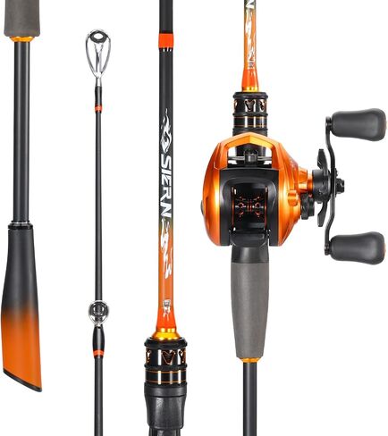 Sougayilang Baitcaster Combo – IM6 Graphite 2-Piece Rod, M/MH Power, Stainless Steel Guides, 6.3:1 Gear Ratio, 18LB Drag for Bass, Walleye, Catfish Travel Combo in Saudi Arabia