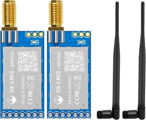 UART Serial Port 22dBm 868/915 MHz LR02 Wireless Transceiver UART LoRa Net Working RSSI SMD IPEX Stamp Hole RF Module Transmitter (DX-LR02-433T22D-(I) *2 PCS) in Saudi Arabia