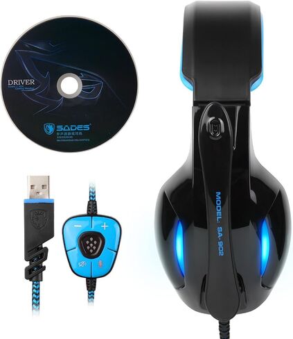 SADES SA902 7.1 USB صوت محيطي سماعات كمبيوتر فوق الأذن سماعات رأس للألعاب مع ميكروفون LED ضوء in Kuwait