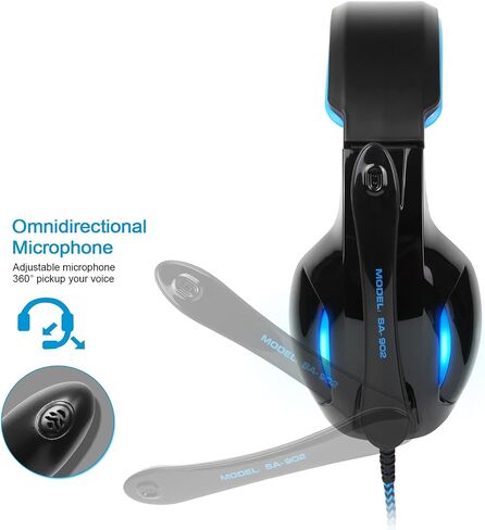 SADES SA902 7.1 USB صوت محيطي سماعات كمبيوتر فوق الأذن سماعات رأس للألعاب مع ميكروفون LED ضوء in Kuwait