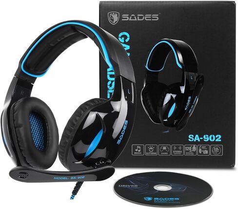 SADES SA902 7.1 USB صوت محيطي سماعات كمبيوتر فوق الأذن سماعات رأس للألعاب مع ميكروفون LED ضوء in Kuwait