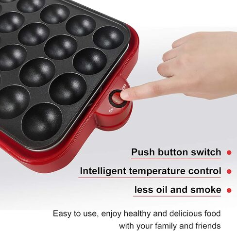 Health and Home Multifunction Nonstick Baking Maker with 3 Interchangeable Baking Plates for Grill,Pan Cake and Cake Pops,Takoyaki Maker.RED in Saudi Arabia