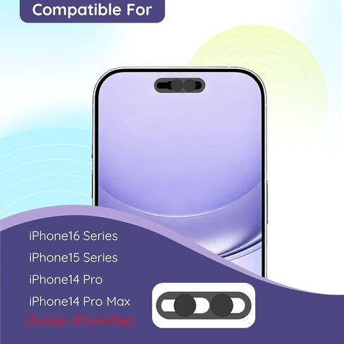 Front Camera Cover Compatible for 16 Pro Max/16 Pro /16Plus/16/15/15Plus/15 Pro/15 Pro Max/14 Pro/14 Pro Max,On/Off Face ID Camera Cover | Camera Blocker for Privacy and Safety | 2Pack Black in Saudi Arabia