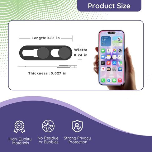 Front Camera Cover Compatible for 16 Pro Max/16 Pro /16Plus/16/15/15Plus/15 Pro/15 Pro Max/14 Pro/14 Pro Max,On/Off Face ID Camera Cover | Camera Blocker for Privacy and Safety | 2Pack Black in Saudi Arabia