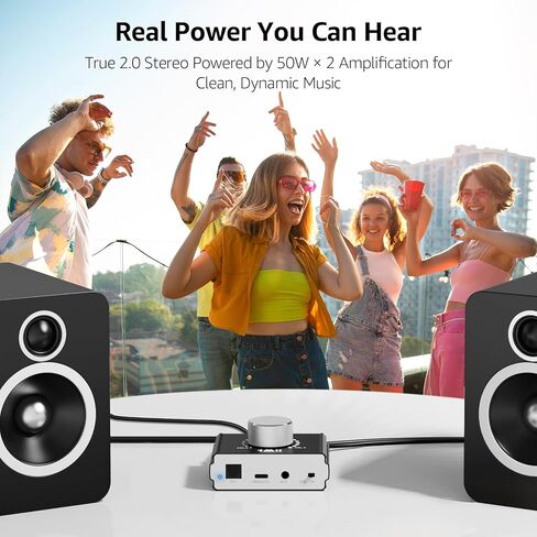 1Mii DeskRoar B75 Mini Bluetooth 6.0 Amplifier, 2.0 Channel 50W×2 HiFi Amp | USB/Optical/AUX IN, Home Audio Digital Stereo Receiver for TV/PC/Bookshelf/Desktop Speakers, 24V Power Supply in Saudi Arabia