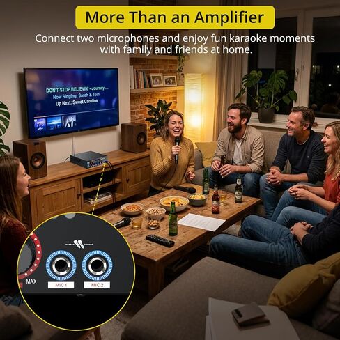 PROZOR 800W Bluetooth 5.0 Stereo Audio Amplifier, 2 Channel Home Audio Receiver with FM Radio, USB, SD/TF Card, AUX, Dual Mic Inputs, HiFi Power Amplifier for Passive Speakers, Home Theater, Car Audio | with FM Radio, USB, SD/TF Card, AUX, Dual Mic Inputs in Saudi Arabia