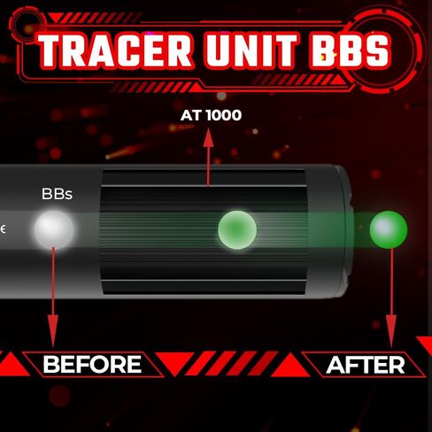 Tracer Unit AT1000 for Airsoft Glow in The Dark Green BB ONLY (Black) | 14mm CCW for Rifle Replica Tracer Beam Lighting Effect Glow in the Dark Tracer BB Green ONLY in Saudi Arabia