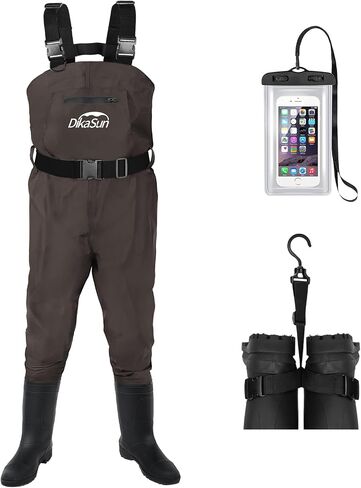 Fishing Waders for Men & Women, Waterproof 2-Ply Nylon/PVC Chest Wader with Boots for Outdoor Sizes 4-13 Bootfoot in Kuwait