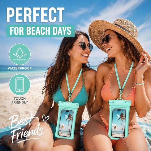 IP68 Waterproof Phone Pouch 2 Pack-Up to 8.0"，Adjustable Neck Lanyard Floating Waterproof Phone Case for iPhone,Phone Dry Bags for Vacation Beach Pool Travel Essentials Green in Saudi Arabia
