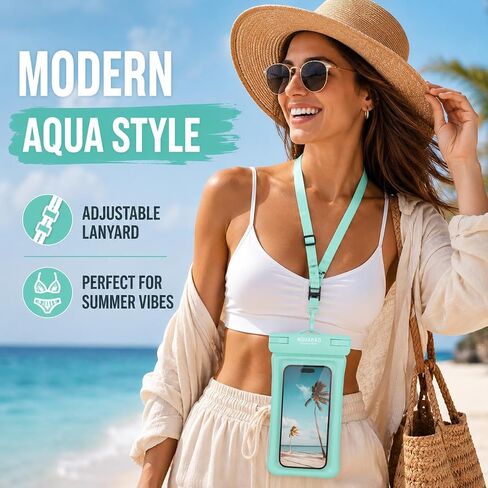 IP68 Waterproof Phone Pouch 2 Pack-Up to 8.0"，Adjustable Neck Lanyard Floating Waterproof Phone Case for iPhone,Phone Dry Bags for Vacation Beach Pool Travel Essentials Green in Saudi Arabia