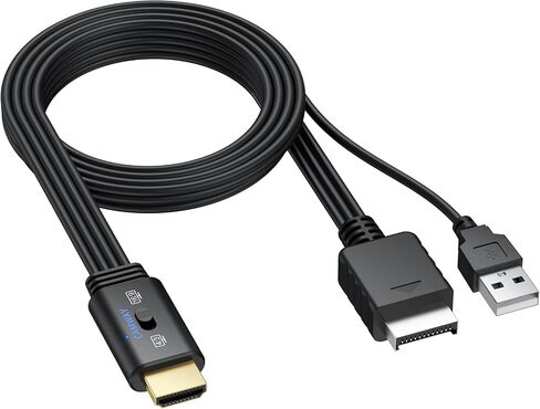 CAMWAY PS2 HDMI Upscaler Adapter - 1080P PS2 to HDMI Converter, RGB/YPbPr Switch,4:3/16:9 Aspect Ratio,Plug and Play with HDMI Cable for All PS2 Consoles,No Lag, Professional Chip in Saudi Arabia
