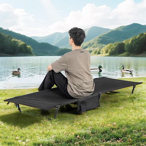 Goplus Folding Camping Cot, 76" x 28" Ultralight Portable Sleeping Cot w/Carrying Bag & Side Pocket, Heavy Duty Outdoor Camping Bed for Adults Travel, Hiking, Lightweight Backpacking, Supports 330 LBS in Saudi Arabia
