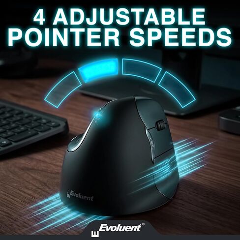 Evoluent – Inventor of the Vertical Mouse – VM4RW Ergonomic Vertical Mouse Right Hand Regular Size Wireless USB, Sculpted for Comfort, Reduces Wrist Strain, 4 Speeds, 6 Customizable Buttons in Windows | VM4RW Ergonomic Vertical Mouse Right Hand Regular Si in Kuwait