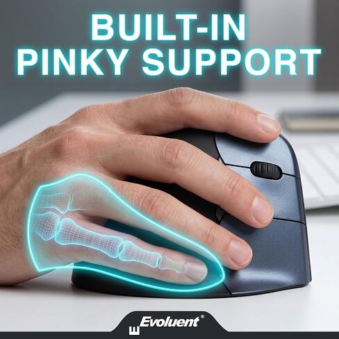 Evoluent – Inventor of the Vertical Mouse – VM4RW Ergonomic Vertical Mouse Right Hand Regular Size Wireless USB, Sculpted for Comfort, Reduces Wrist Strain, 4 Speeds, 6 Customizable Buttons in Windows | VM4RW Ergonomic Vertical Mouse Right Hand Regular Si in Kuwait