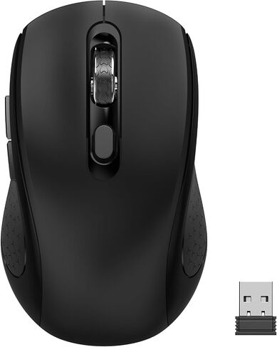 Ergonomic 6 Button Silent Wireless Side Key Mouse OrangeNo Light | 1000/1600/2400 DPI, anti-slip roller, USB nano receiver, compatible with Laptop, PC, Chromebook, Mac & MacBook in Saudi Arabia