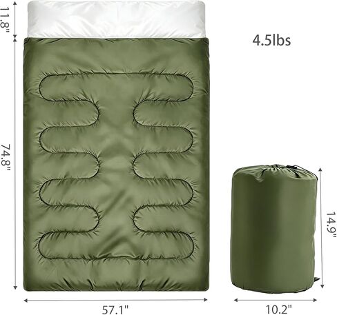 Lightweight 2-Person Outdoor Sleeping Bag, Suitable for Adults and Teens. Great for Camping, Backpacking and Hiking. Equipped with a Carry Bag, usable in Cold and Warm Weather. in Saudi Arabia