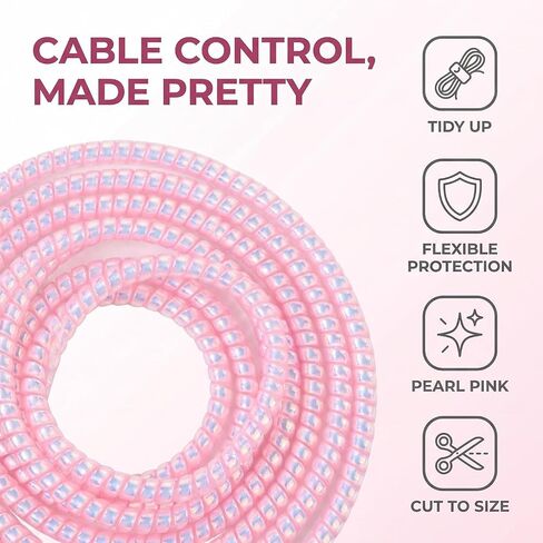 Cable Protector Animal Proof Wire Repair, Pink Cord Protector for Pets Headphone Saver Spiral Cable Wrap Strain Relief, Cord Sleeve for Phone Cable USB Date Cable in Saudi Arabia