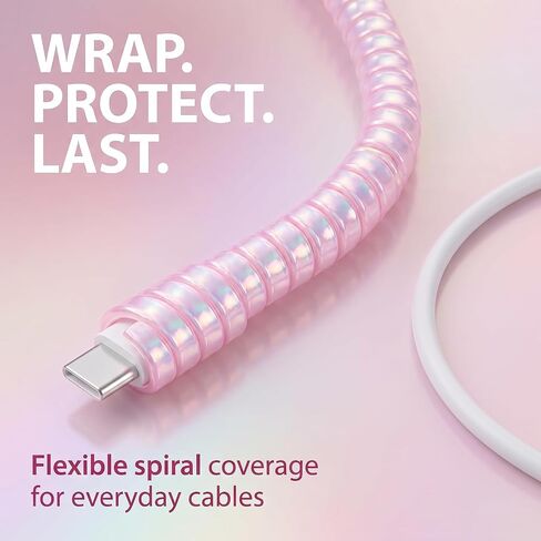 Cable Protector Animal Proof Wire Repair, Pink Cord Protector for Pets Headphone Saver Spiral Cable Wrap Strain Relief, Cord Sleeve for Phone Cable USB Date Cable in Saudi Arabia