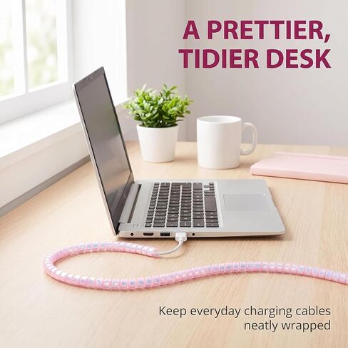 Cable Protector Animal Proof Wire Repair, Pink Cord Protector for Pets Headphone Saver Spiral Cable Wrap Strain Relief, Cord Sleeve for Phone Cable USB Date Cable in Saudi Arabia