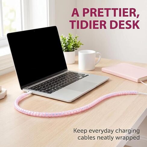 Cable Protector Animal Proof Wire Repair, Pink Cord Protector for Pets Headphone Saver Spiral Cable Wrap Strain Relief, Cord Sleeve for Phone Cable USB Date Cable in Saudi Arabia