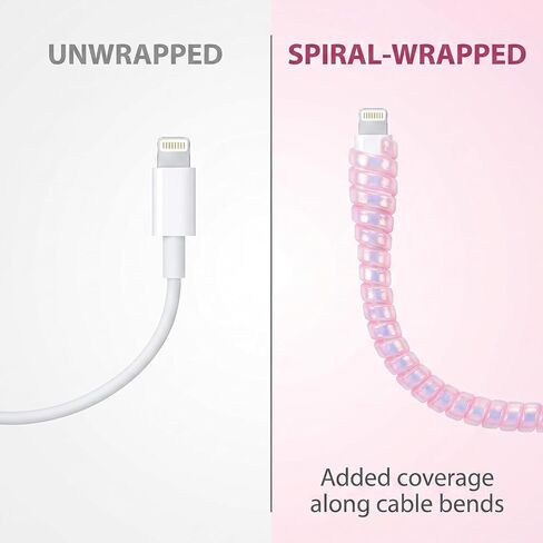 Cable Protector Animal Proof Wire Repair, Pink Cord Protector for Pets Headphone Saver Spiral Cable Wrap Strain Relief, Cord Sleeve for Phone Cable USB Date Cable in Saudi Arabia