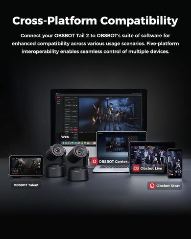 كاميرا OBSBOT Tail 2 PTZR NDI بدقة 4K@60FPS، تتبع Pro AI، 1/1.5 بوصة CMOS، 50 ميجابكسل | تكبير بصري 5X، تكبير هجين 12X، مخرج SDI/HDMI/IP/USB 3.0، البث للتعليم والمؤتمرات والعبادة (تنشيط NDI) in Kuwait