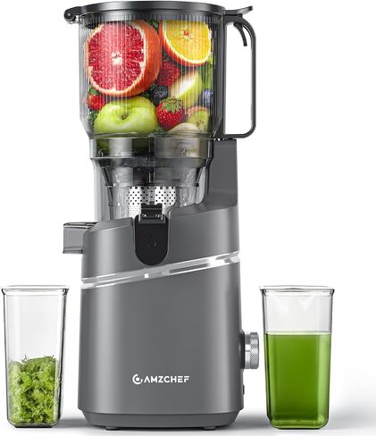 Cold Press Juicer Machine, 6.3" Wide Chute for Whole Fruits & Vegetables | AMZCHEF Self-Feeding Slow Masticating Juicer, 3-in-1 for Juice, Nut Milk, Sorbet, Triple Filtration, Easy Clean in Saudi Arabia