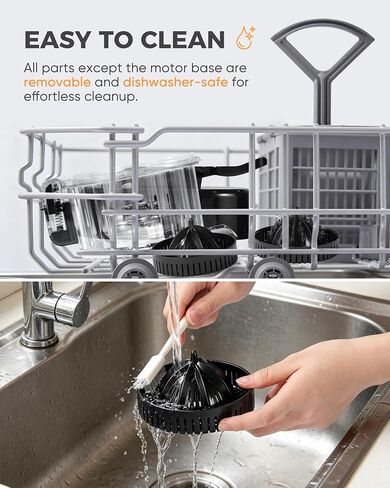 Dual-Head Electric Orange Juicer, Built-in Cutter Citrus Juicer Squeezer with Power Cord & Cleaning Brush, One-Touch Automatic Electric Juicer Machine for Orange, Lemon and Grapefruit, Black in Saudi Arabia