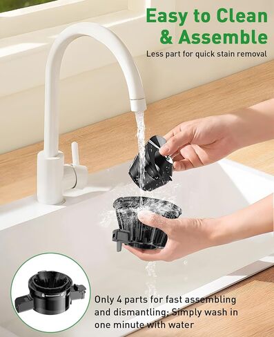 GlowWise Cold Press Juicer Machines for Whole Vegetables & Fruits, Slow Masticating Juicer Maker with Wide Feed Chute, High Juice Yield, Easy to Clean, Gray in Saudi Arabia