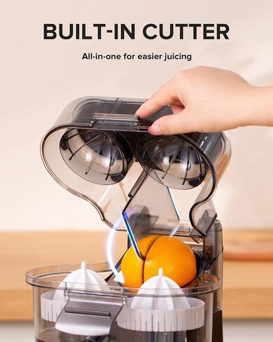 Dual-Head Electric Citrus Juicer, Lemon Squeezer with Power Cord and Cleaning Brush, 1-Button Automatic Juicer Machine for Orange, Lemon, Lime, Easy to Clean & Use, Built-in Cutter(Black) in Saudi Arabia