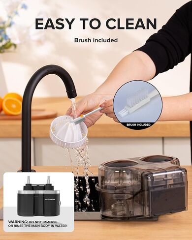Dual-Head Electric Citrus Juicer, Lemon Squeezer with Power Cord and Cleaning Brush, 1-Button Automatic Juicer Machine for Orange, Lemon, Lime, Easy to Clean & Use, Built-in Cutter(Black) in Saudi Arabia