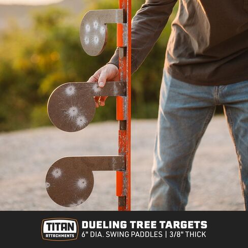 TITAN GREAT OUTDOORS ستة AR500 3/8 "أهداف شجرة مبارزة فولاذية سميكة، فولاذ خام 6" ضياء. مجاذيف متأرجحة، هدف إطلاق نار غونغ مع تعليقات فورية، ملحق شجرة الهدف بنفسك in Kuwait