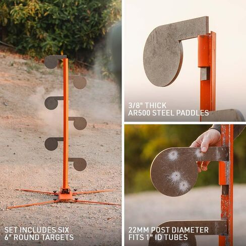 TITAN GREAT OUTDOORS ستة AR500 3/8 "أهداف شجرة مبارزة فولاذية سميكة، فولاذ خام 6" ضياء. مجاذيف متأرجحة، هدف إطلاق نار غونغ مع تعليقات فورية، ملحق شجرة الهدف بنفسك in Kuwait