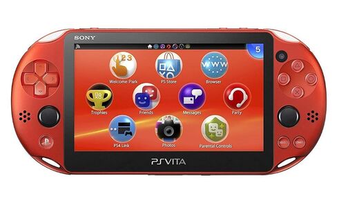 Sony PlayStation Vita Wi-Fi 2000 Series with Silicone Joystick Covers and AC Adapter Cable (Renewed) (Metallic Red) in Kuwait