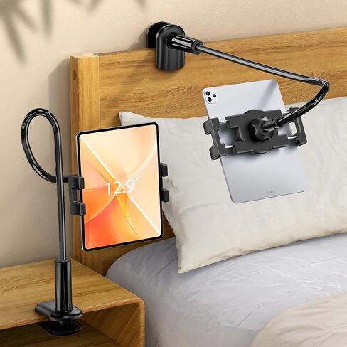 Gooseneck Tablet Holder for Bed, Adjustable ipad Stand with Long Arm | 360° Adjustable, Hands Free Tablet Mount Clip, Compatible with iPad/Mini/Galaxy Tabs/Kindle/Switch or More 4.7-12.9" Devices in Saudi Arabia