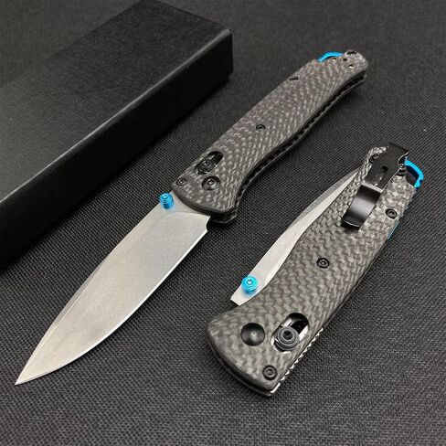 HUAAO EDC Folding Pocket Knife with 8Cr13MoV Blade, Carbon Fiber Handle, Belt Clip for Camping in Kuwait
