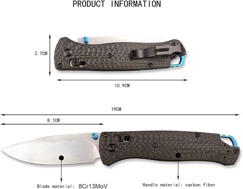 HUAAO EDC Folding Pocket Knife with 8Cr13MoV Blade, Carbon Fiber Handle, Belt Clip for Camping in Kuwait