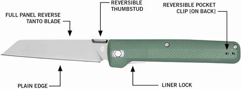 Gerber Pledge EDC Folding Pocket Knife w/Clip,Plain Edge Blade,Baltic Haze | Everyday carry folding knife, pocket clip, 3.7" plain edge blade, EDC gear, lightweight in Kuwait