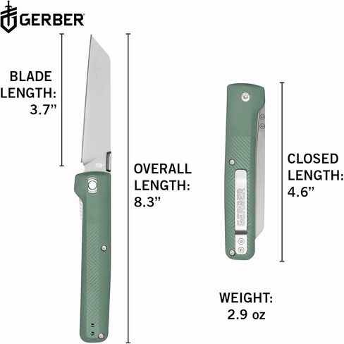 Gerber Pledge EDC Folding Pocket Knife w/Clip,Plain Edge Blade,Baltic Haze | Everyday carry folding knife, pocket clip, 3.7" plain edge blade, EDC gear, lightweight in Kuwait