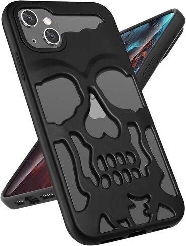 Lotadilo for iPhone 15 Case Skull, Unique Designer Cool Funny Gothic Plated Skeleton Shockproof for iPhone 15 Phone Cases for Men Women Girls Boys, Purple in Kuwait